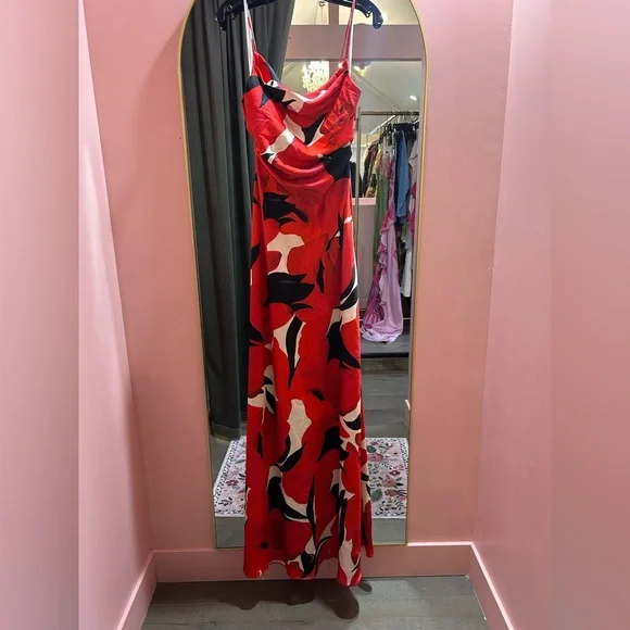 AMUR Red and Black Maxi Dress